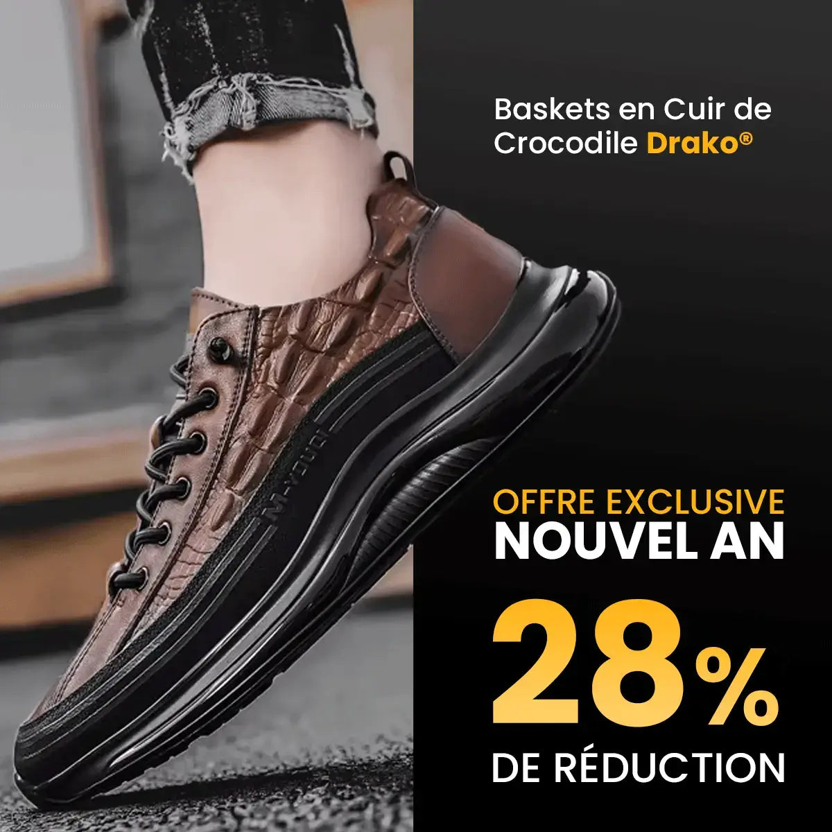 Drako® Herren-Croc-Skin-Sneaker