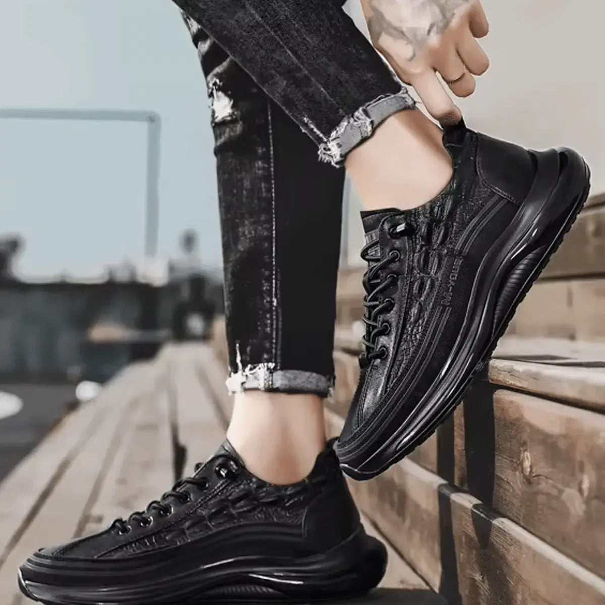 Drako® Herren-Croc-Skin-Sneaker