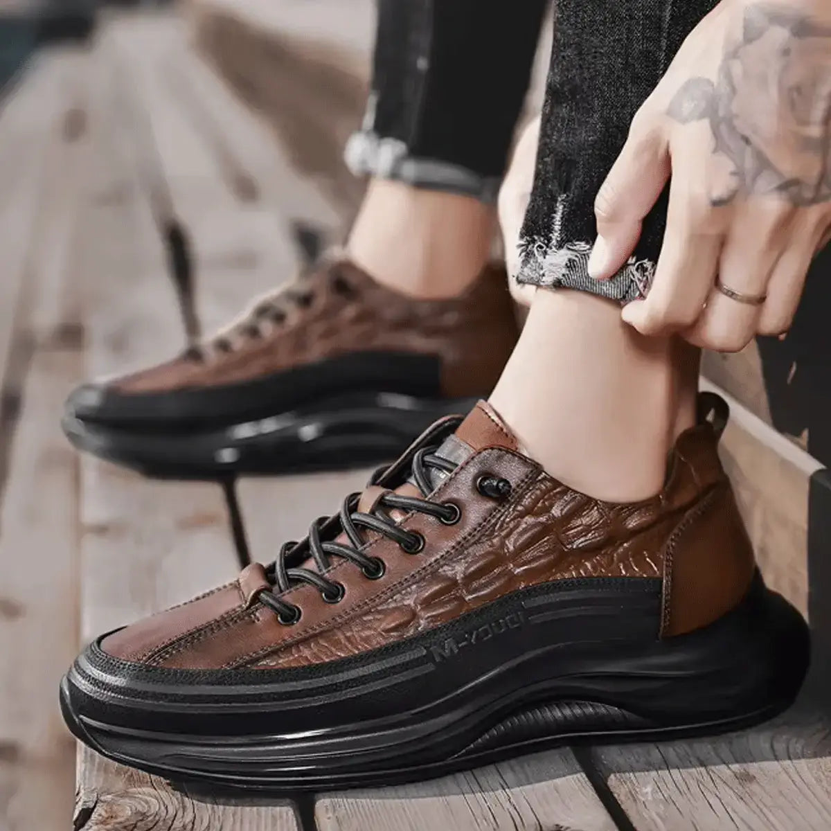Drako® Herren-Croc-Skin-Sneaker